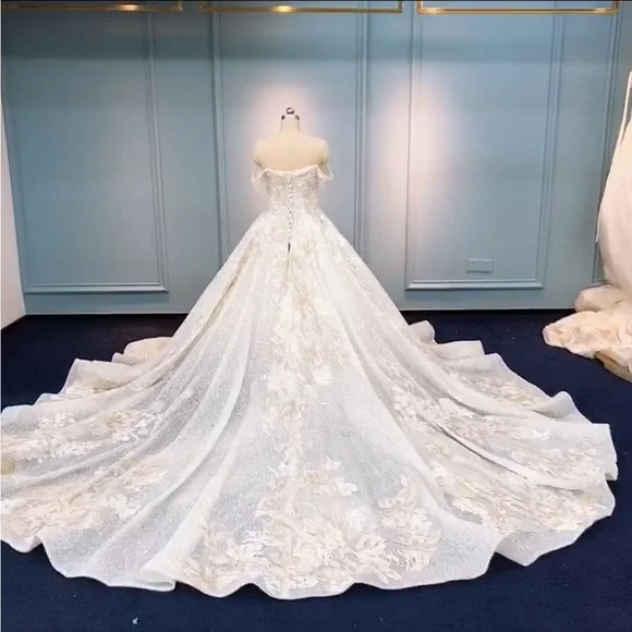 Custom made Beaded Cinderella Tulle Wedding Gown